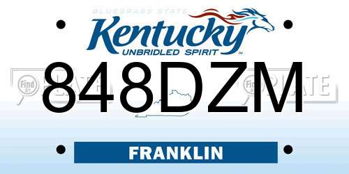848DZM Kentucky License Plate