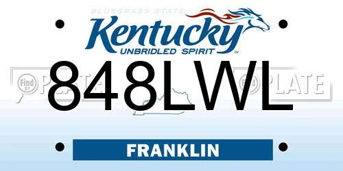 848LWL Kentucky License Plate