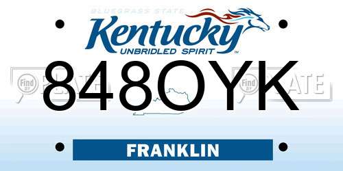 848OYK Kentucky License Plate