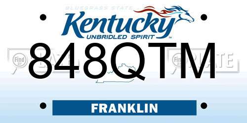 848QTM Kentucky License Plate