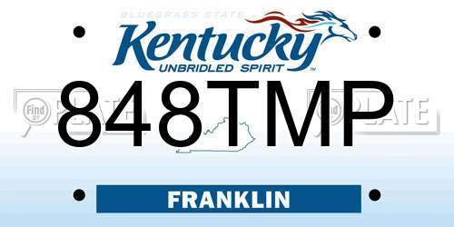 848TMP Kentucky License Plate