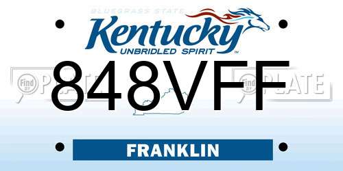 848VFF Kentucky License Plate