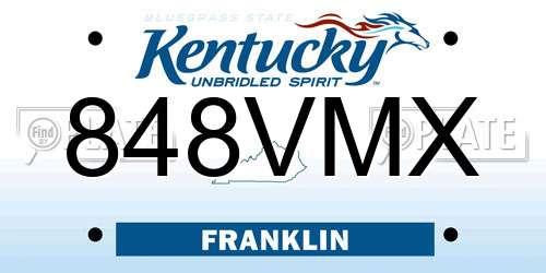848VMX Kentucky License Plate