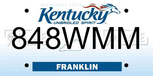 848WMM Kentucky License Plate