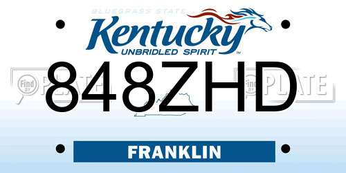 848ZHD Kentucky License Plate
