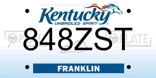 848ZST Kentucky License Plate
