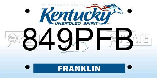849PFB Kentucky License Plate