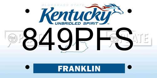 849PFS Kentucky License Plate