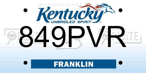 849PVR Kentucky License Plate