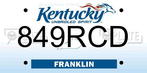 849RCD Kentucky License Plate