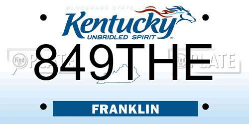 849THE Kentucky License Plate