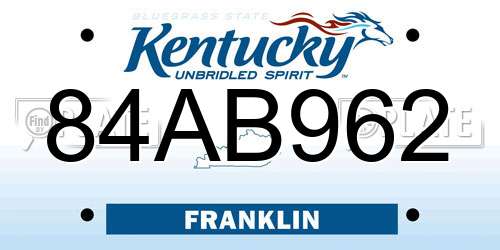 84AB962 Kentucky License Plate