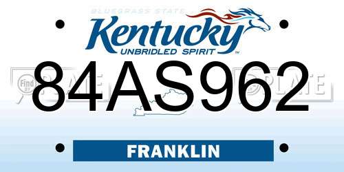 84AS962 Kentucky License Plate