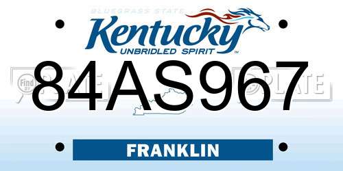 84AS967 Kentucky License Plate