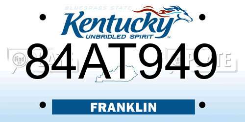 84AT949 Kentucky License Plate