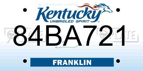 84BA721 Kentucky License Plate
