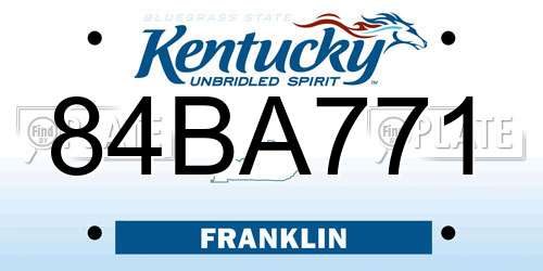 84BA771 Kentucky License Plate