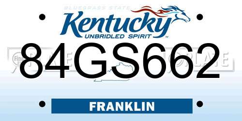 84GS662 Kentucky License Plate