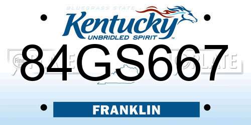 84GS667 Kentucky License Plate