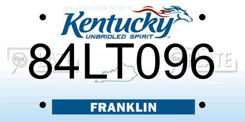 84LT096 Kentucky License Plate