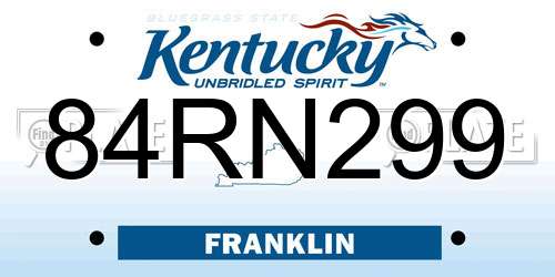 84RN299 Kentucky License Plate