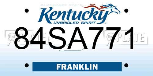 84SA771 Kentucky License Plate