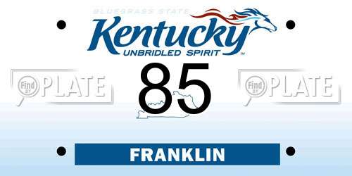 85 Kentucky License Plate