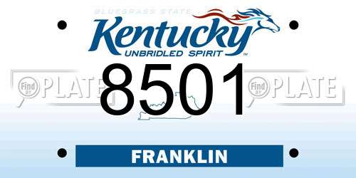 8501 Kentucky License Plate