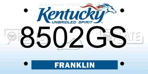 8502GS Kentucky License Plate