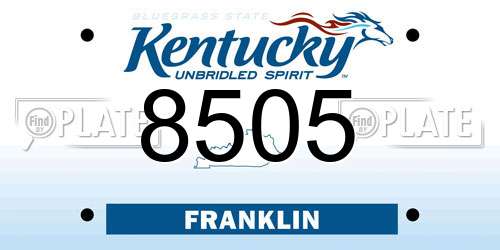 8505 Kentucky License Plate