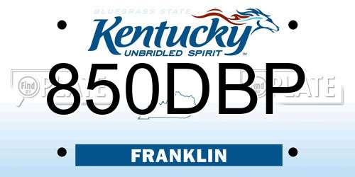 850DBP Kentucky License Plate