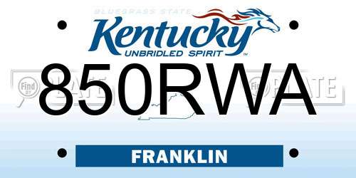 850RWA Kentucky License Plate