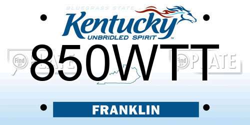 850WTT Kentucky License Plate