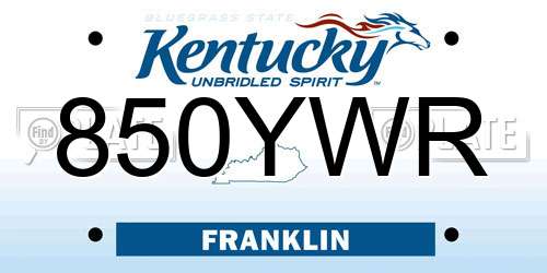 850YWR Kentucky License Plate