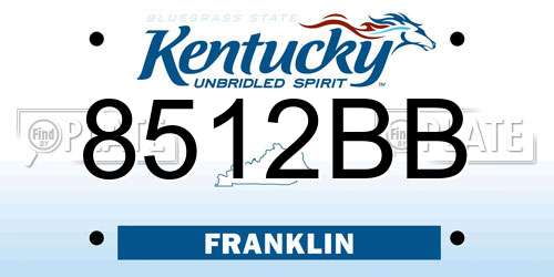 8512BB Kentucky License Plate