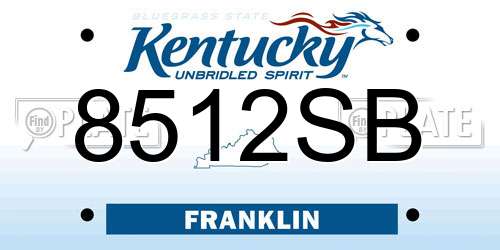8512SB Kentucky License Plate
