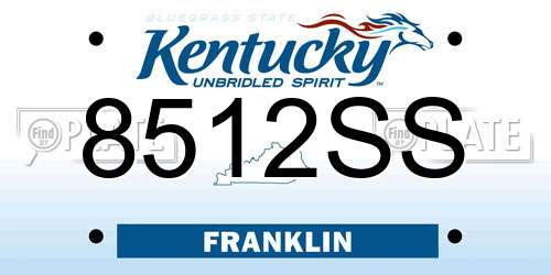 8512SS Kentucky License Plate