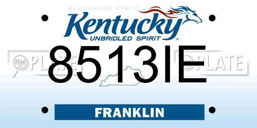8513IE Kentucky License Plate