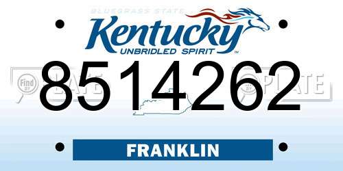 8514262 Kentucky License Plate