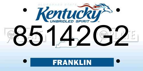 85142G2 Kentucky License Plate