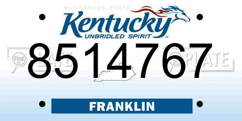 8514767 Kentucky License Plate