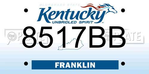 8517BB Kentucky License Plate
