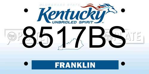 8517BS Kentucky License Plate