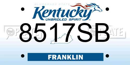 8517SB Kentucky License Plate