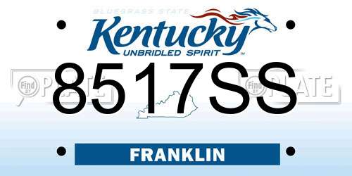 8517SS Kentucky License Plate