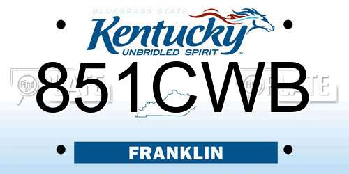 851CWB Kentucky License Plate