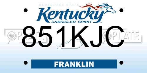 851KJC Kentucky License Plate