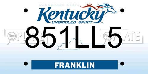 851LL5 Kentucky License Plate