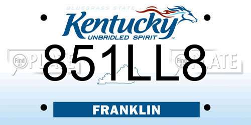 851LL8 Kentucky License Plate