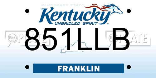 851LLB Kentucky License Plate